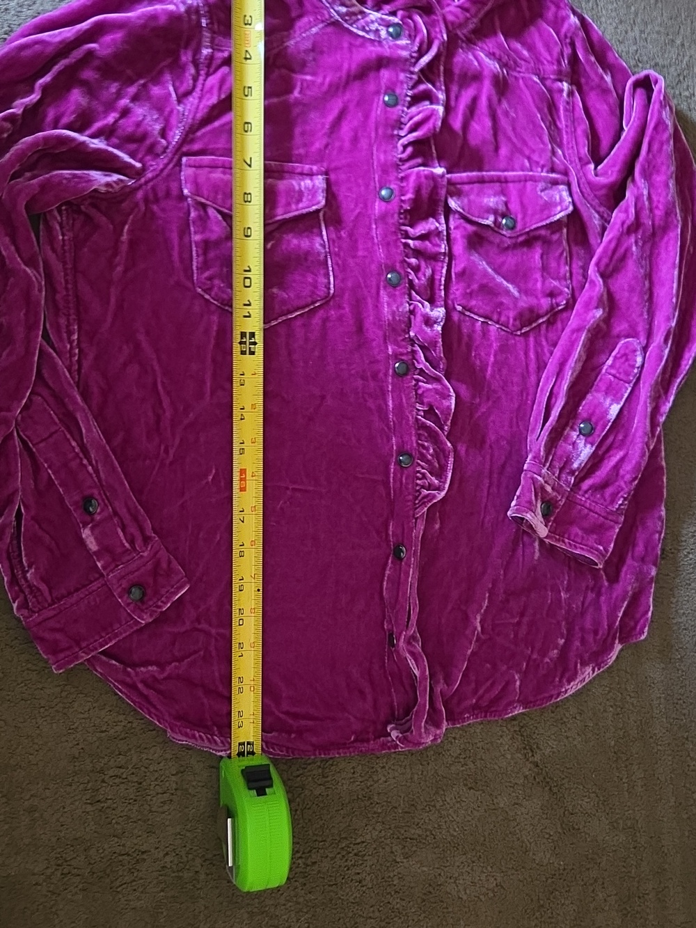 Sundance Magenta Velvet Button-Down Shirt - Picture 8 of 8